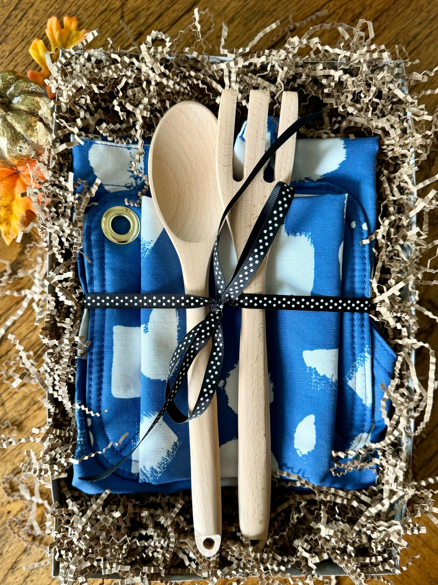 Kitchen Apron Set, Blue and White Abstract Apron Set, Apron Gift Set